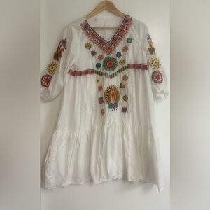 Embroidered White Maxi Dress